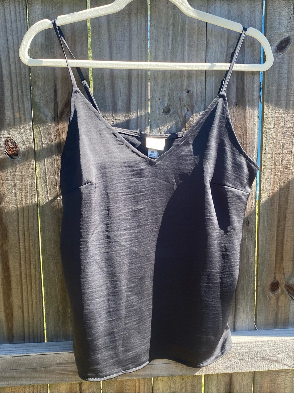 Black V-Neck loose fitted satin cami